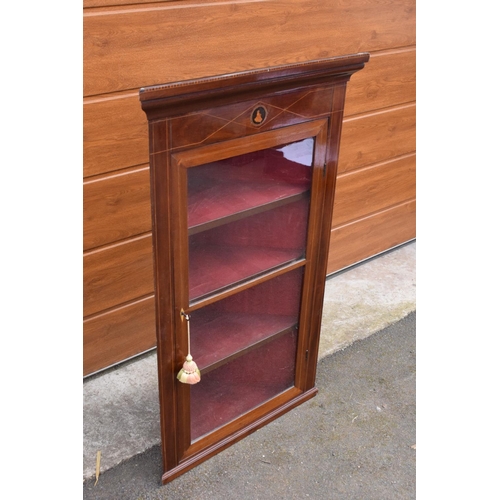 317 - 19th century inlaid corner cabinet with a astral-glazed door. 69 x 35 x 113cm.