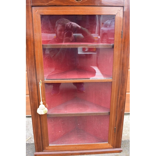 317 - 19th century inlaid corner cabinet with a astral-glazed door. 69 x 35 x 113cm.