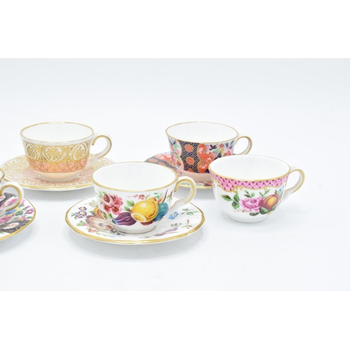 50 - Royal Worcester Miniature Cups and Saucers: Cut Fruit white, George III, Boldimars, Strings of Flowe... 