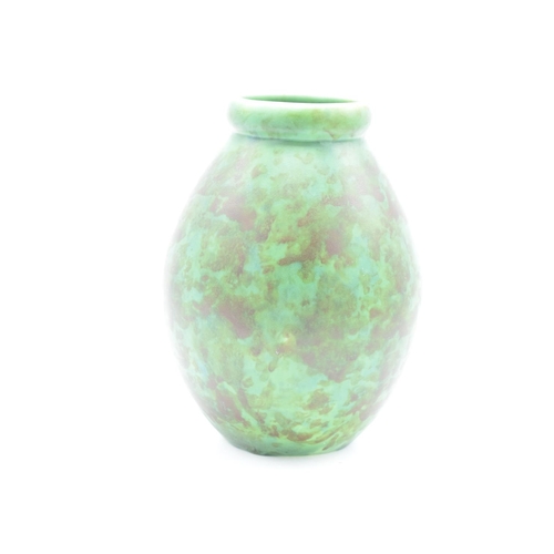 54 - Clews and Co Chameleon Ware mottled green vase: '216' impressed to base. In good condition with craz... 