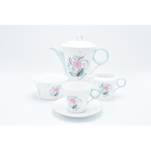 55 - Shelley Serenity 2366 coffee set to include a coffee pot, milk, sugar and 6 duos (15 pieces). In goo... 