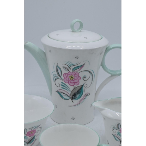 55 - Shelley Serenity 2366 coffee set to include a coffee pot, milk, sugar and 6 duos (15 pieces). In goo... 