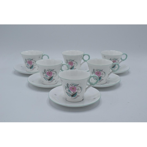 55 - Shelley Serenity 2366 coffee set to include a coffee pot, milk, sugar and 6 duos (15 pieces). In goo... 