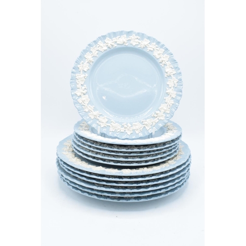 64 - Wedgwood Embossed Queen's Ware to include 6 x 8 1/4 '' dinner plates and 6 x 10'' dinner plates (12)... 