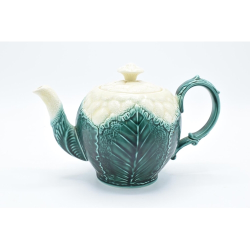 69 - Wedgwood majolica style cauliflower teapot together with a Wedgwood Cabbage ware style twin-handled ... 