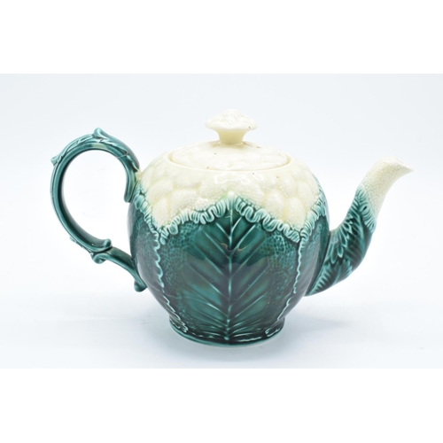 69 - Wedgwood majolica style cauliflower teapot together with a Wedgwood Cabbage ware style twin-handled ... 