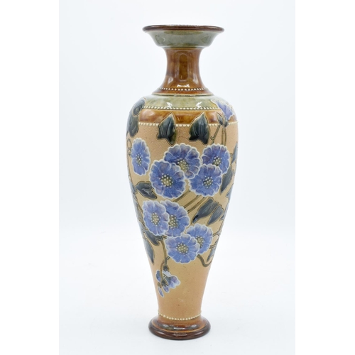 81 - Royal Doulton Lambeth lace style vase with a floral design by Florence Roberts (FCR). Circa 1900-191... 