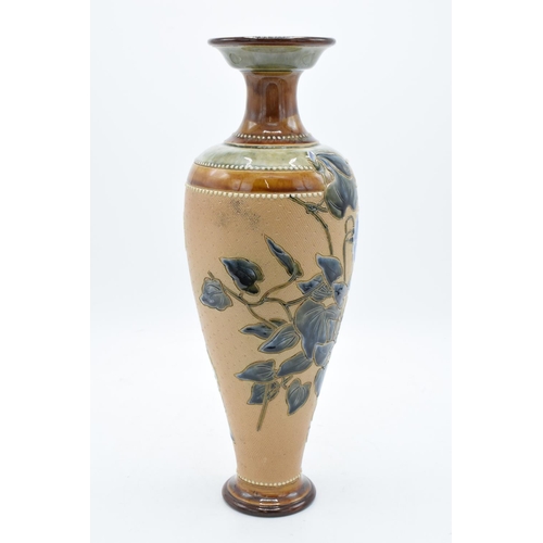 81 - Royal Doulton Lambeth lace style vase with a floral design by Florence Roberts (FCR). Circa 1900-191... 