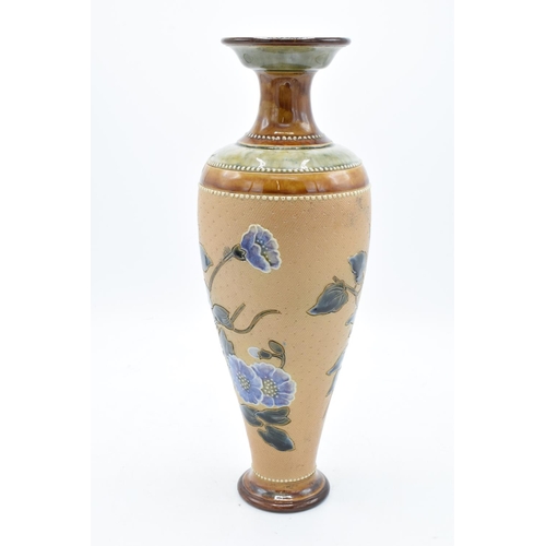 81 - Royal Doulton Lambeth lace style vase with a floral design by Florence Roberts (FCR). Circa 1900-191... 