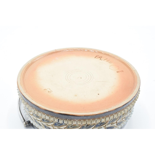 82 - Doulton Lambeth bon-bon dish with a EPNS handle and rim by Elizabeth Atkins, circa 1880. In good con... 