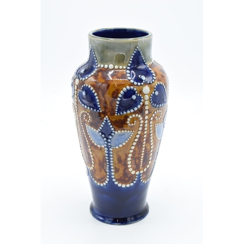 83 - Royal Doulton Lambeth tubular vase by Frank Butler with FAB monogram to the base, circa 1907. In goo... 