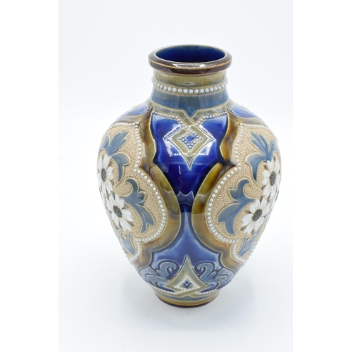 84 - Doulton Lambeth art-nouveau stoneware vase with a daisy decoration, circa 1900, with 'ES' to base fo... 