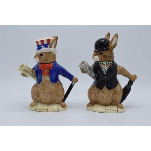 148 - Royal Doulton Bunnykins teapots USA President D6996 and London City Gent D6966 (2). In good conditio... 