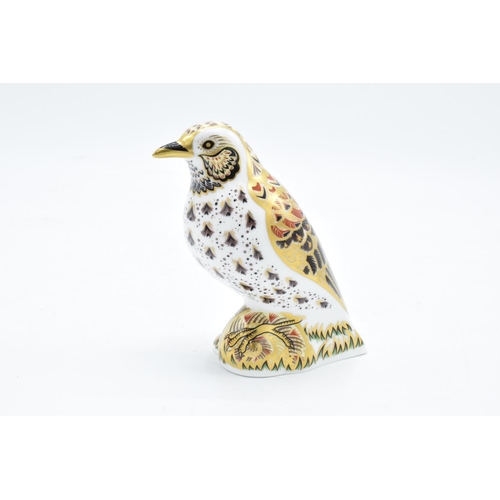 156 - Royal Crown Derby paperweight of a song thrush with gold stopper. In good condition with no obvious ... 