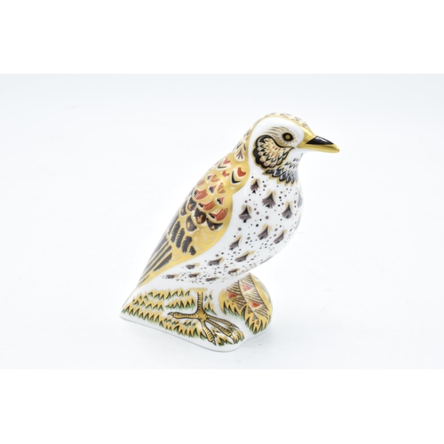 156 - Royal Crown Derby paperweight of a song thrush with gold stopper. In good condition with no obvious ... 