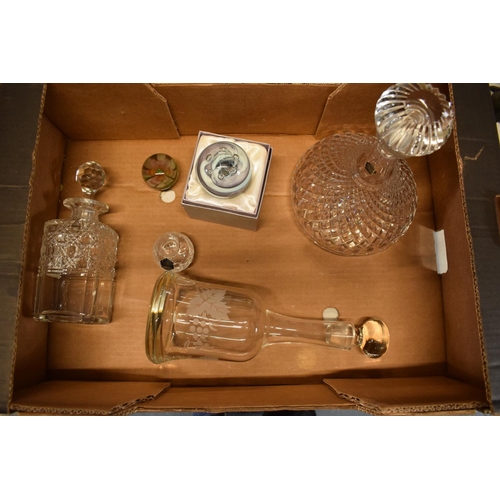 190 - A collection of glass decanters to include a Whitefriars full lead crystal ships style example (3). ... 