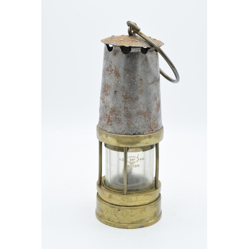 191 - Johnson Clapham and Morris brass minors lamp. Some signs of wear and tear as expected. 24cm tall.