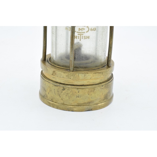 191 - Johnson Clapham and Morris brass minors lamp. Some signs of wear and tear as expected. 24cm tall.