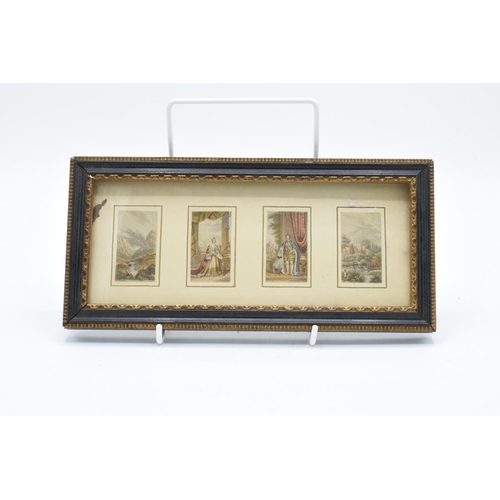 325 - An original Baxter colour print in an antique gold frame with miniature scenes. 24 x 12cm. Frame is ... 