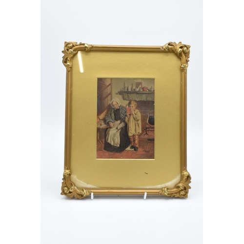 326 - An antique print of a grandmother and a child from J Bayliss print seller in a gilt framed. In good ... 