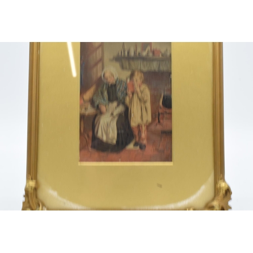 326 - An antique print of a grandmother and a child from J Bayliss print seller in a gilt framed. In good ... 