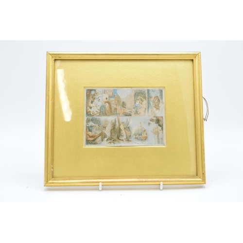 328 - Antique George Baxter prints in gilt frames depicting scenes of a Lady praying in a chapel and scene... 