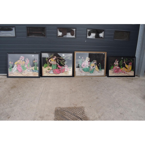 329 - A collection of modern prints in wooden frames (4). Largest 120 x 94cm. One frame is loose/ requires... 