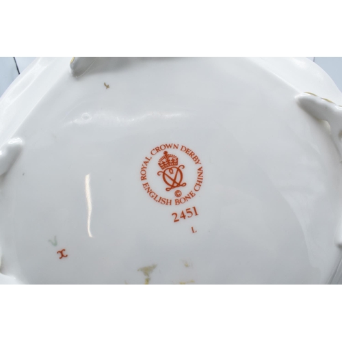 72 - Royal Crown Derby square dish in the Imari 2451 design with acorn handles. First quality with some s... 