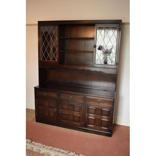 330C - Wooden 20th century priory style display cabinet/ sideboard. In good condition with age related wear... 