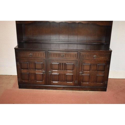 330C - Wooden 20th century priory style display cabinet/ sideboard. In good condition with age related wear... 