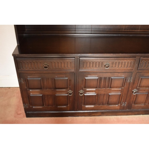 330C - Wooden 20th century priory style display cabinet/ sideboard. In good condition with age related wear... 