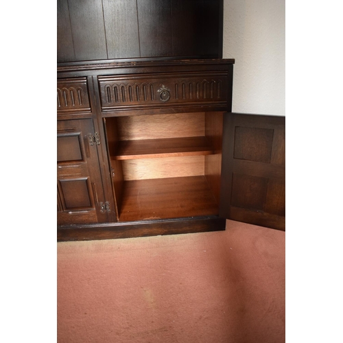 330C - Wooden 20th century priory style display cabinet/ sideboard. In good condition with age related wear... 