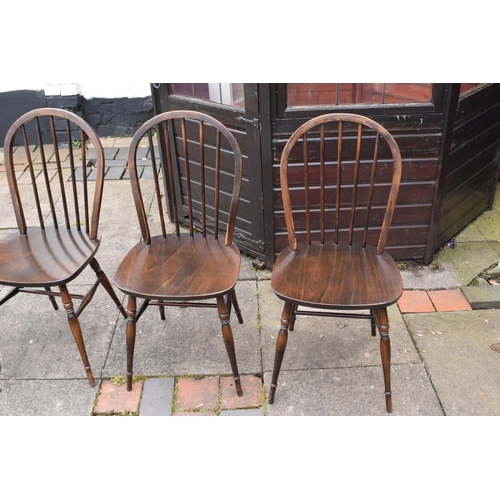 330D - Wooden 20th century priory style drop leaf dining table together with 4 spindle back chairs. In good... 