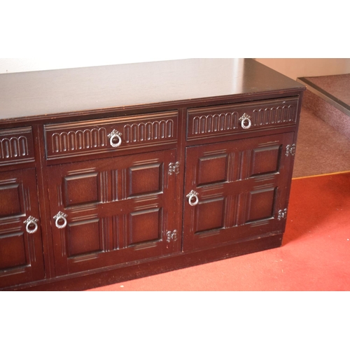 330E - Wooden 20th century priory style sideboard. In good condition with age related wear and tear to incl... 