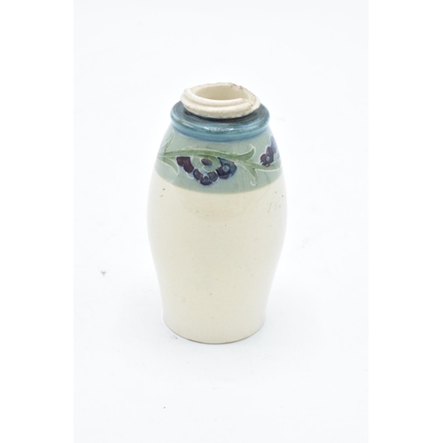 150D - Macintyre of Burslem small pottery vase with threaded rim. Impact damage to top. 7.5cm tall.