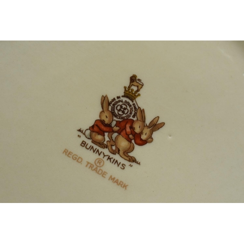 125A - Royal Doulton Bunnykins food warmer/ hot plate with sledging scenes and a Royal Worcester muffin dis... 