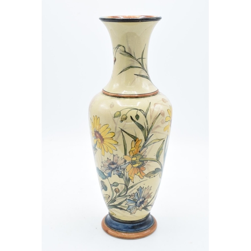 135 - 19th century Doulton Faience vase decorated with a floral design with impressed marks to base. 1878 ... 