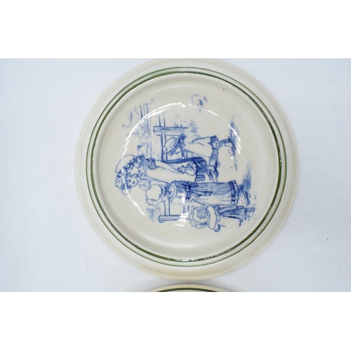 150 - Royal Doulton baby plates to include a blue and white children scene together with a similar example... 