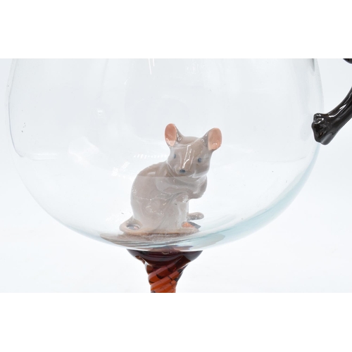 160 - Beswick Siamese Climbing Cat 1677 together with a Brown Mouse 1678 with an orange based glass (3). I... 