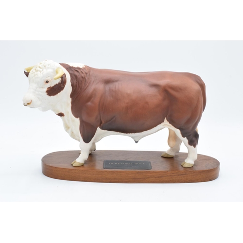 161 - Beswick matte Hereford bull on plinth: Connoisseur range. In good condition with no obvious damage o... 