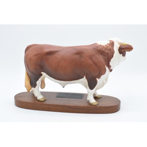 161 - Beswick matte Hereford bull on plinth: Connoisseur range. In good condition with no obvious damage o... 