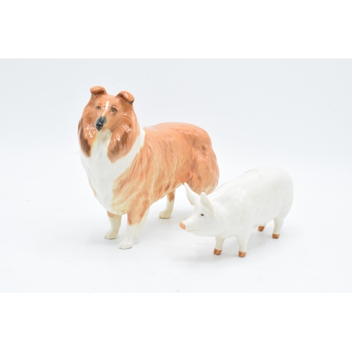 165 - Beswick rough collie Lochinvar of Lady Park together with a pig Ch. Wall Queen 40 (2). In good condi... 