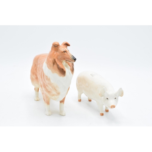 165 - Beswick rough collie Lochinvar of Lady Park together with a pig Ch. Wall Queen 40 (2). In good condi... 