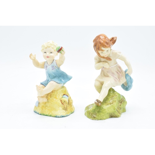 176 - A pair of Royal Worcester unmarked Days of the Week figure Sunday's Child and Children of the Year f... 