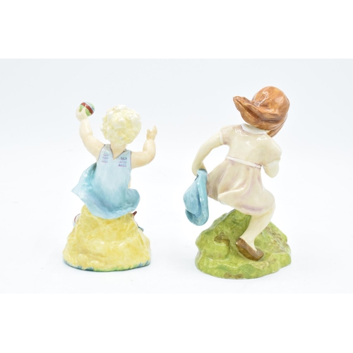 176 - A pair of Royal Worcester unmarked Days of the Week figure Sunday's Child and Children of the Year f... 