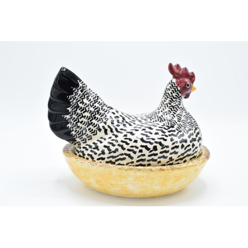 184A - Emma Bridgewater hen on nest pottery basket in the Black Toast design. In good condition with no obv... 