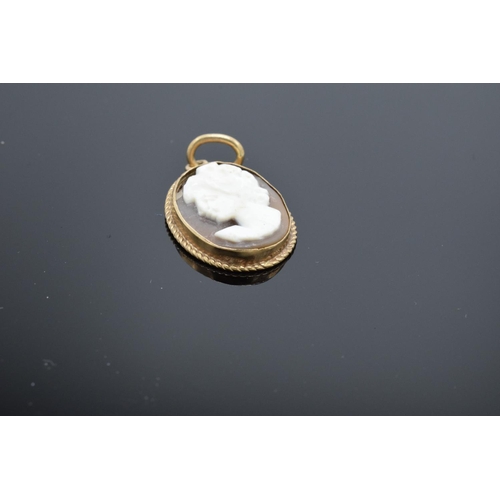 208 - A 9ct gold pendant set with a cameo, gross weight 1.6 grams. Full Hallmarks.