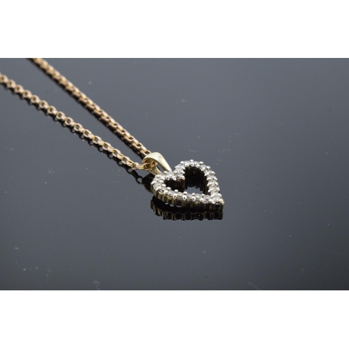 209 - A 9ct gold chain together with a 9ct gold heart-shaped pendant with semi-precious stones, gross weig... 