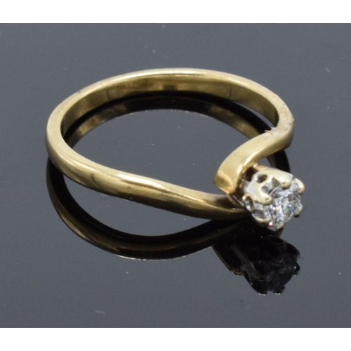 227 - 9ct gold ladies solitaire diamond ring. UK size L/M. 1.8 grams gross weight. Full hallmarks.