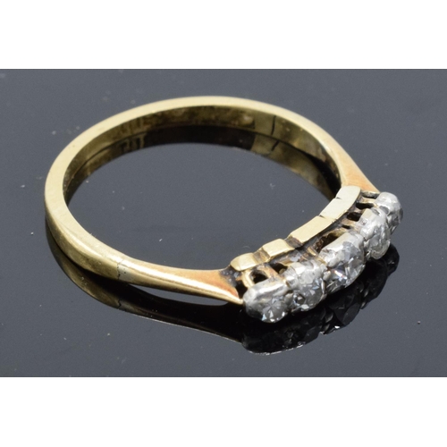 228 - 18ct gold ladies 5 stone diamond ring. UK size Q/R. Gross weight 2.5 grams. Stamped 18ct to shank.  ... 